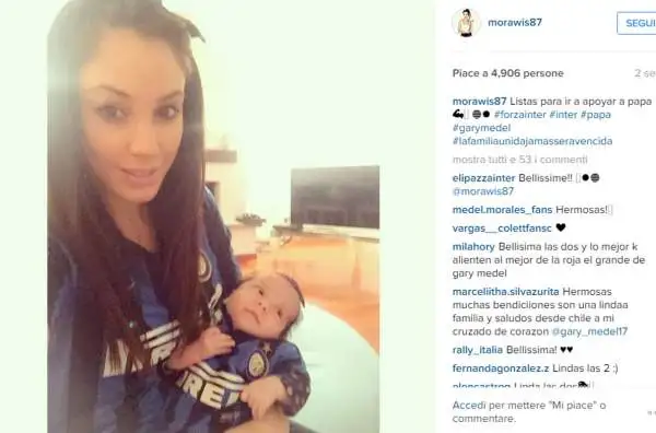 Cristina Morales, spagnola conduttrice televisiva  e fidanzata di Gary Medel ( Inter ). Da poco ha fatto diventare il vice-capitano, per la terza volta, padre.