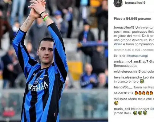 Gli auguri di Leonardo Bonucci al Pisa