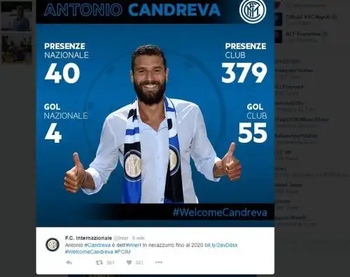 Candreva sbarca e parla già da interista