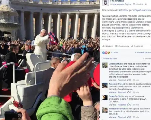 Il Papa benedice il Crotone