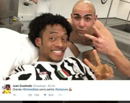 Zaza, selfie in mutande con Cuadrado