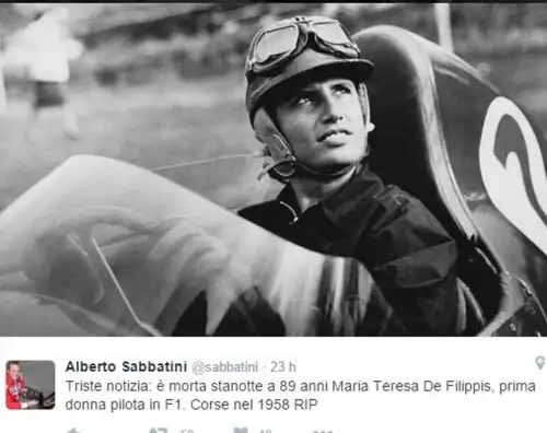 Addio De Filippis, prima donna in F1