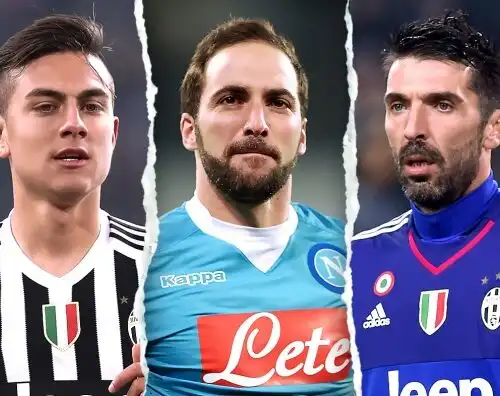 Higuain sul podio con due bianconeri