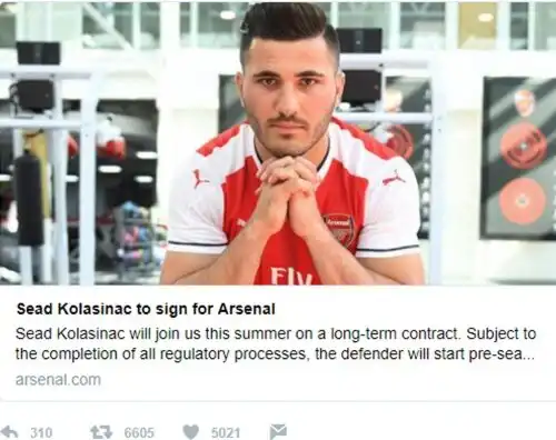 Niente Italia, Kolasinac all’Arsenal