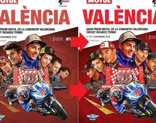 Gp Valencia, la locandina fa già discutere