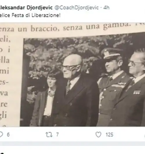 Djordjevic festeggia con Pertini e Tito