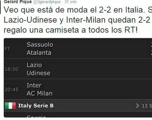 Piqué “scommette” sui 2-2 in serie A