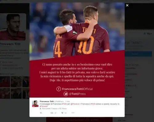 Totti, tweet per Florenzi