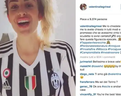 La figlia di Allegri paga pegno su Instagram