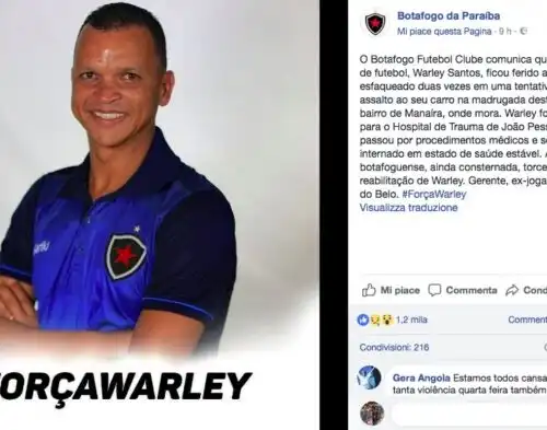 Brasile, accoltellato ex Udinese Warley: è grave