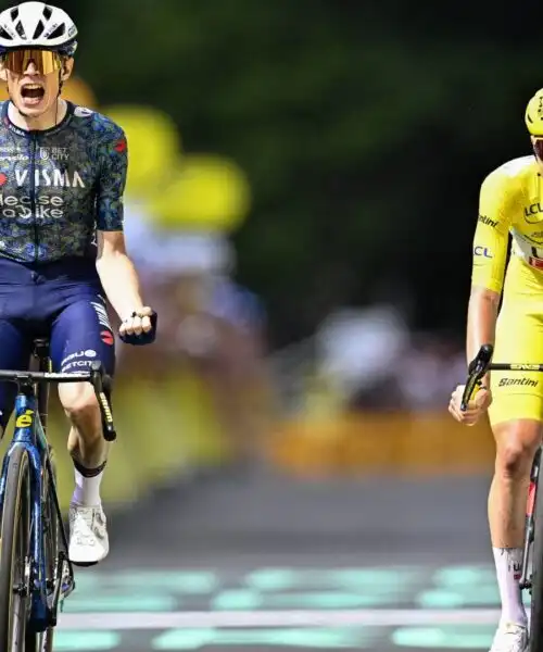 Tour de France: Jonas Vingegaard batte in volata Tadej Pogacar a Le Lioran