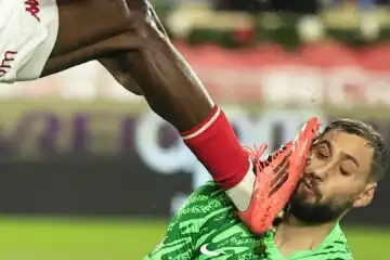 Monaco-PSG, terribile calcio in faccia a Gianluigi Donnarumma