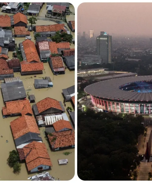 Giacarta sta affondando, e con essa il suo stadio. Foto