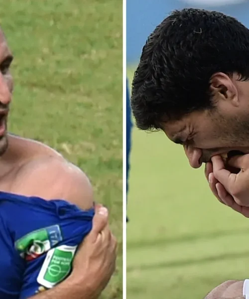 Luis Suarez come Mike Tyson: le foto del celebre morso a Chiellini